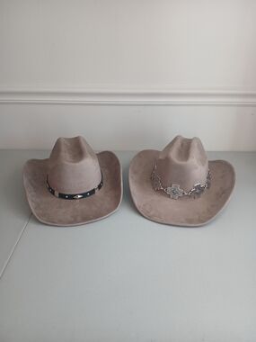 Taupe Suede Feel Embellished Band Western Cowboy Hat OS 2 Styles New!